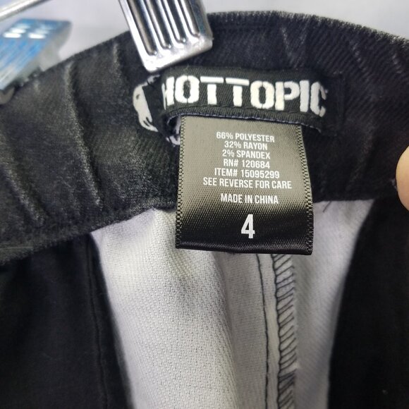 Hot Topic Skull Print Pants Women's 4XL Tapered Leg Charcoal White Ankle Jeans - Picture 7 of 16